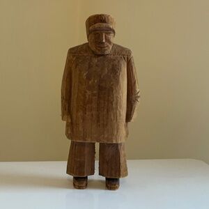 Vintage small hand-carved wooden statue